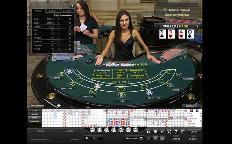 Spil live baccarat fra Playtech